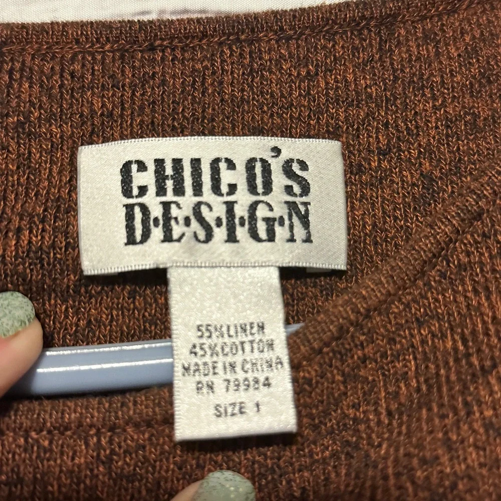Chico’s Design Linen Blend Knit Tank Top Brown Size 1 (Medium) - Picture 2 of 3
